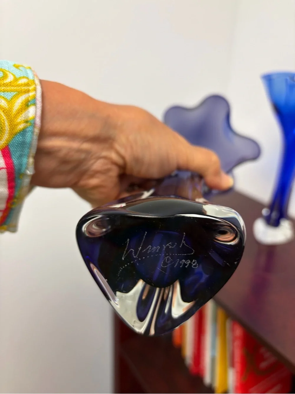Michael Winfisky Handmade Fluted Glass Vases — Pink, Cobalt Blue, and Purple